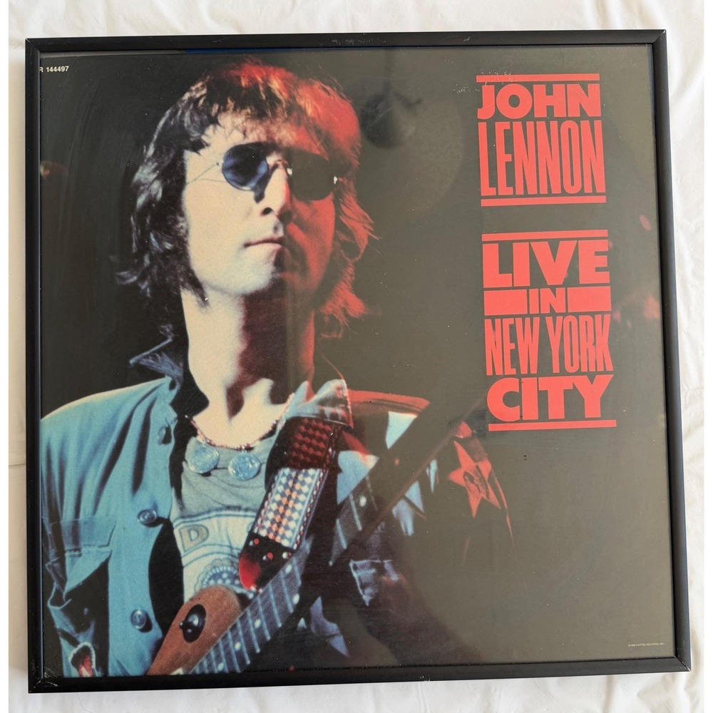John Lennon Live in New York City Vinyl LP 1986 Capitol‎ Records Framed R 144497